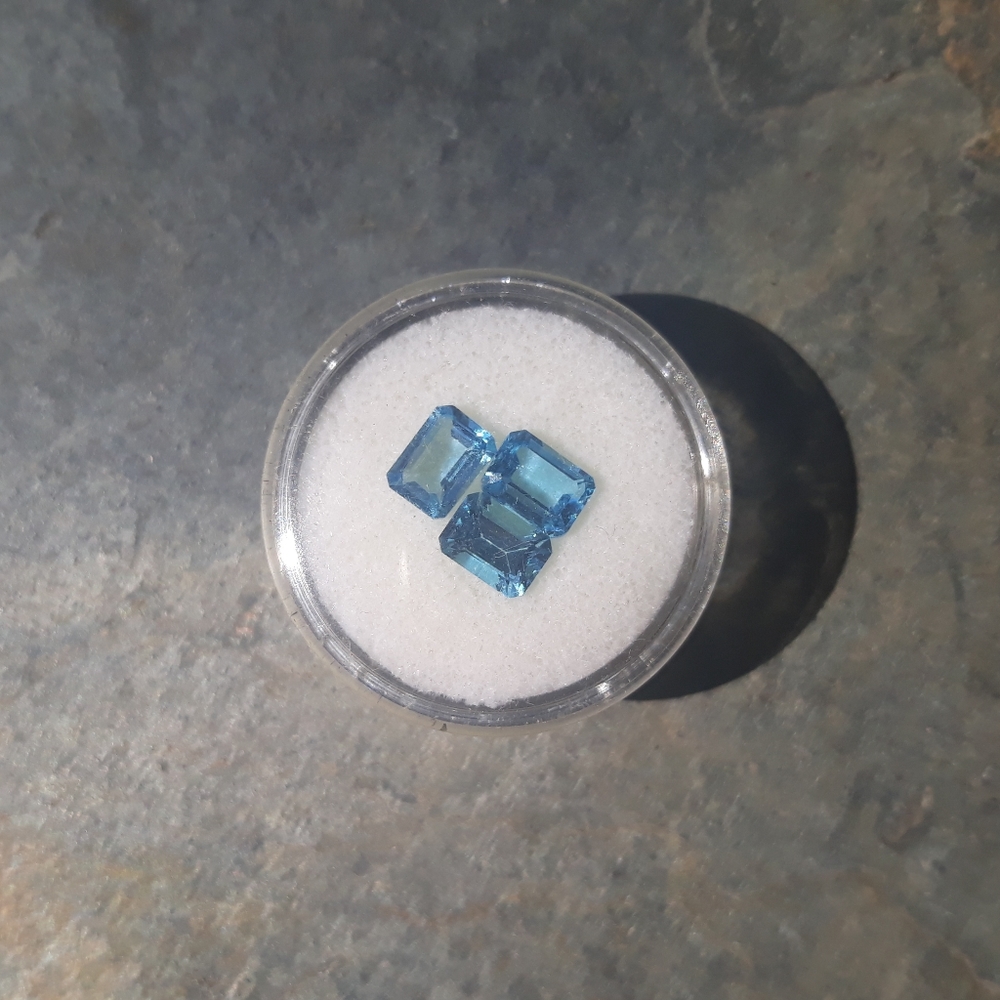 3 Swiss Blue Topaz 1.10 & 1.24 carat Stones